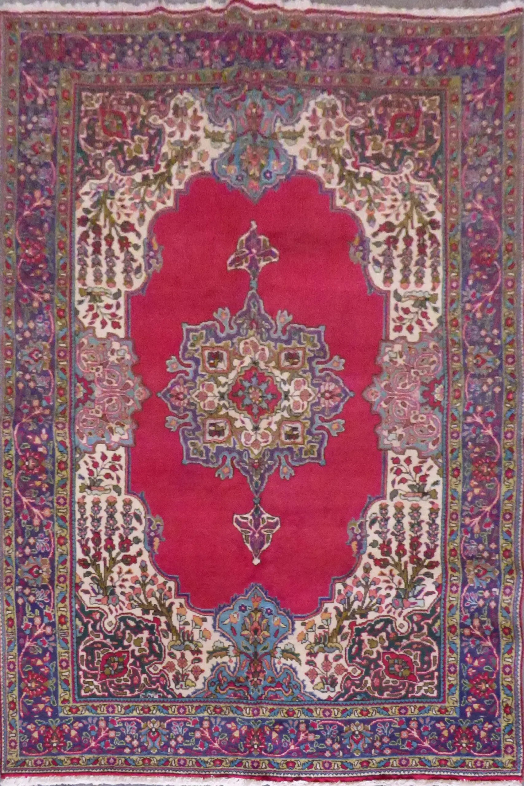 Trabiz Semi Antique Hand Knotted Persian Tabriz Rugs Red, 9'9" X 6'10", Panr02916 (Red : 10556)